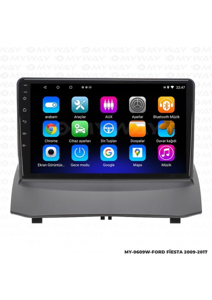 Ford Fiesta Android 12 Multimedya Carplay 2gb RAM+32GB HDD 2009-2012 Navigasyon Ekran