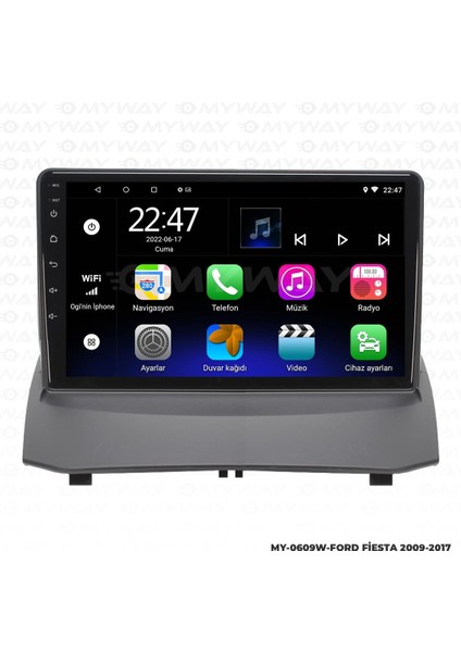 Ford Fiesta Android 12 Multimedya Carplay 2gb RAM+32GB HDD 2009-2012 Navigasyon Ekran