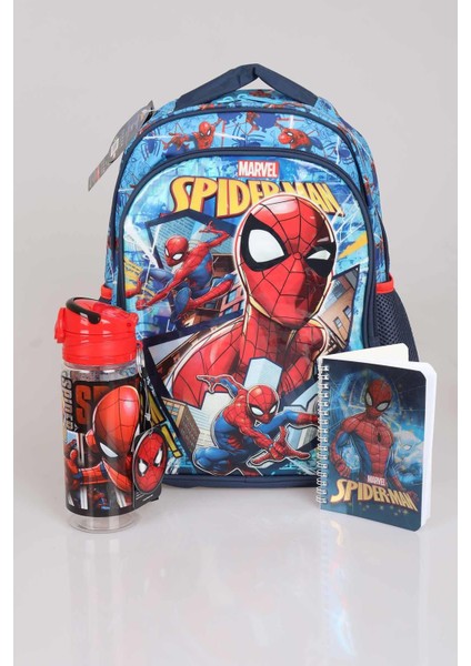 LİSANSLI SPIDERMAN İLK VE ORTAOKUL ÇANTASI , TRITAN MATARA 500 ML "NOT DEFTERİ HEDİYELİ"