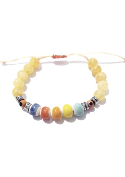 Nazar Boncuklu Toprak Boncuklu Hematit Taşlı Cam Boncuklu Bileklik modelleri