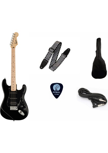 Fender Squier Sonic Stratocaster Hss Black Elektro Gitar Seti