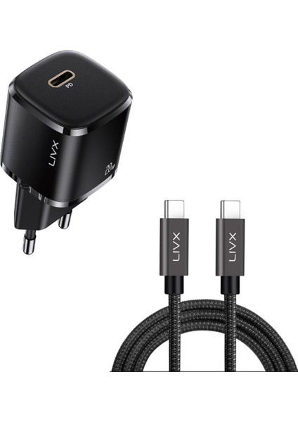 Rapid 20W Usb-C Mini Pd Hızlı Şarj Cihazı Güç Adaptörü ve 50 cm Hızlı Şarj ve Data Kablosu