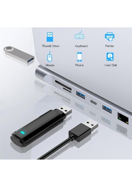 11IN1 Usb-C Hub Thunderbolt-3 Çoklu Bağlantı Noktası Adaptörü : Apple Macbook Pro/air ile Uyumludur.