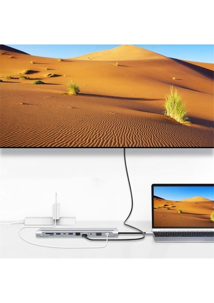 11IN1 Usb-C Hub Thunderbolt-3 Çoklu Bağlantı Noktası Adaptörü : Apple Macbook Pro/air ile Uyumludur.