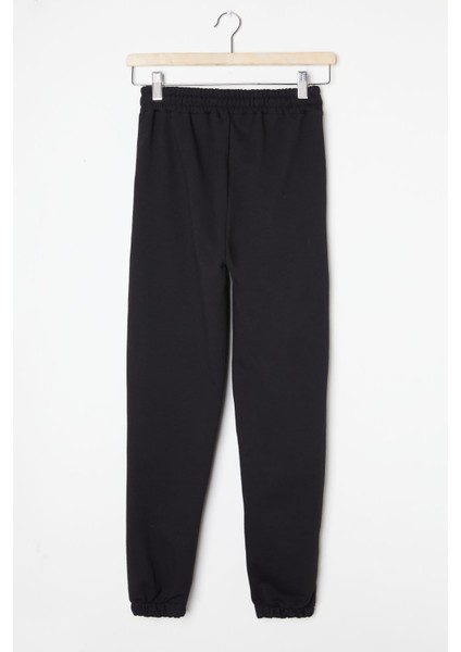 Siyah Bel ve Paça Lastikli Basic Kız Çocuk Eşofman Altı 16248 modelleri