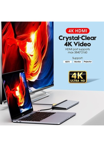 12IN1 Usb-C Hub Thunderbolt-3 Çoklu Bağlantı Noktası Adaptörü : Bilgisayar,telefon,tablet,laptop ile Uyumludur.