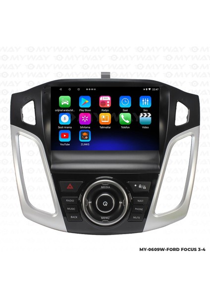 Ford Focus 4 Android 12 Multimedya Carplay 2gb RAM+32GB HDD Navigasyon Ekran