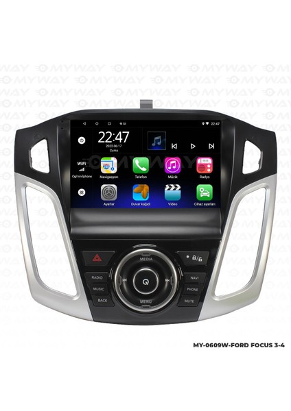 Ford Focus 4 Android 12 Multimedya Carplay 2gb RAM+32GB HDD Navigasyon Ekran
