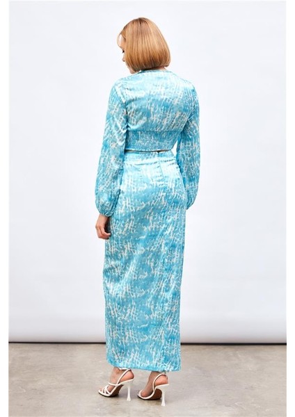 Önü Büzgüllü Yırtmsçlı Etek 1173-4016