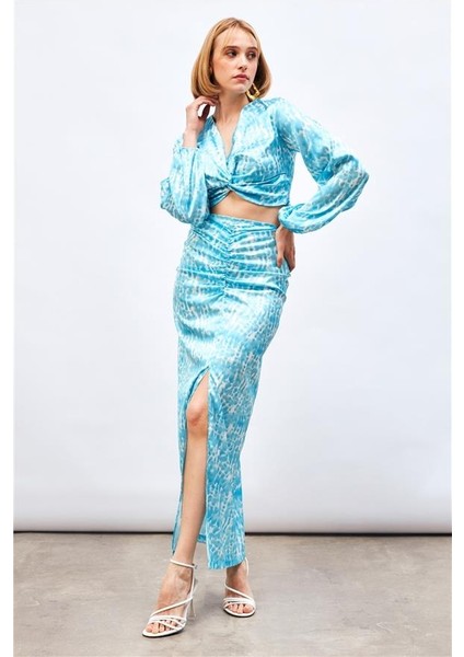 Önü Büzgüllü Yırtmsçlı Etek 1173-4016 fırsatları