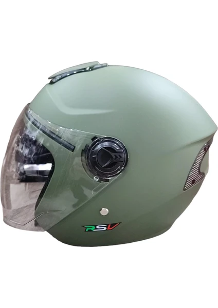 Rsv 618 Mat Haki Yeşil Güneş Vizörlü Yarım Kask