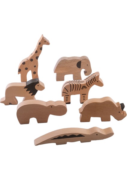 Ham Ahşap Vahşi Hayvan Seti