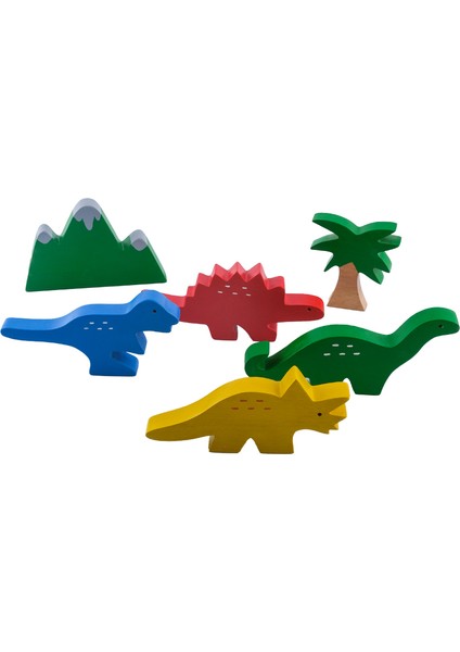 Renkli Ahşap Dino Set