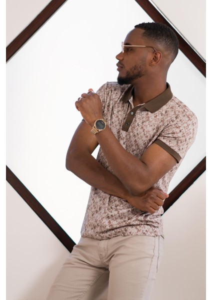 Polo Yaka Dynamıc Fit Baskı Çıt Çıt Detaylı Kısa Kol Erkek Yazlık T-Shirt