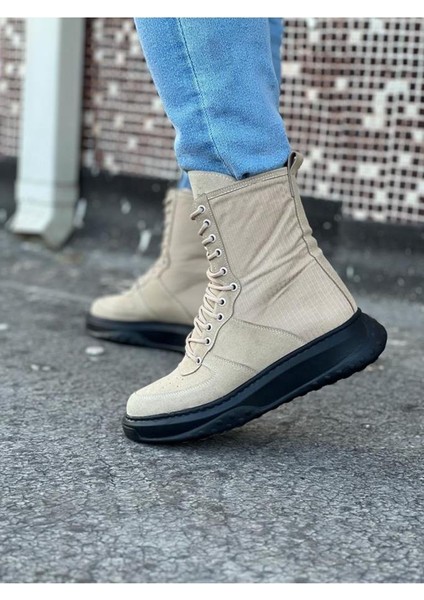 Wagoon WG012 Bej Kömür Süet Cilt Uzun Bağcıklı Bot fırsatları