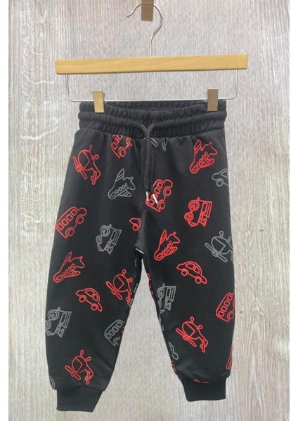 Mojo Erkek Bebek 1-4 Yaş Taşıt Baskılı Eşofman Altı 300 Siyah-Kırmızı