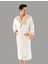 Krem Kapüşonlu Sports Nakışlı Bambupamuklu Erkek Bornozu 1