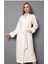 Krem Şal Yaka Eteği Jakarlı Bambu Pamuklu Bayan Bornozu 3