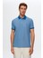 Regular Fit Saks Mavi Polo Yaka Nakışlı Pamuk Karışımlı T-Shirt 8HC14ORT52000 1