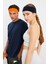 Turuncu-Lacivert 2'li Pamuklu Penye, Kaymaz, Terletmez, Ultra Hafif, Spor Saç Bandı Bandana 2
