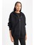 Oversize Fit Kapüşonlu Kalın Kumaş Hırka V7995AZ23WN 1