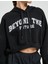 Crop Sweatshirt Spor Slogan Nakışlı Kapüşonlu Ribanalı 5