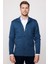 Erkek Slim Fit Dik Yaka Düğmeli Çift Cepli Petrol Yeşili Hırka 1
