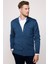 Erkek Slim Fit Dik Yaka Düğmeli Çift Cepli Petrol Yeşili Hırka 2