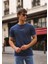 Nakışlı Slim Fit Erkek Tişört %100 Pamuk Bisiklet Yaka T-Shirt 1