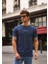 Nakışlı Slim Fit Erkek Tişört %100 Pamuk Bisiklet Yaka T-Shirt 2