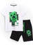 Minecraft Erkek Çocuk Şortlu Takım 6 - 14 Yaş Siyah Beyaz 1