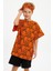 Turuncu Erkek Çocuk Pamuklu Penye Oversize Gri T-Shirt Bandana 2'li Takım 5