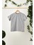Gri-Lacivert Erkek Çocuk Pamuklu Penye Oversize Gri T-Shirt Gri Bandana 2'li Takım 3