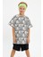 Yeşil Beyaz Erkek Çocuk Pamuklu Penye Oversize Beyaz T-Shirt Yeşil Bandana 2'li Takım 4