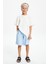 Bebe Mavi-Beyaz Erkek Çocuk Pamuklu Penye Oversize Beyaz T-Shirt Mavi Bandana 2'li Takım 4