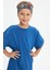 Füme Desenli-Mavi Erkek Çocuk Pamuklu Penye Oversize Mavi T-Shirt Füme Bandana 2'li Takım 3