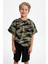Kamuflaj-Kamuflaj Erkek Çocuk Pamuklu Penye Oversize Kamuflaj T-Shirt Bandana İkili Takım 3