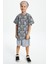 Gri Erkek Çocuk Pamuklu Penye Oversize Gri T-Shirt Bandana 2'li Takım 5