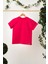 Fuşya Kız Çocuk Kısa Kollu Bisiklet Yaka Terletmez, Rahat Pamuklu Penye T-Shirt 1
