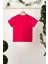 Fuşya Kız Çocuk Kısa Kollu Bisiklet Yaka Terletmez, Rahat Pamuklu Penye T-Shirt 2
