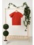 Kiremit Kız Çocuk Kısa Kollu Bisiklet Yaka Terletmez, Rahat Pamuklu Penye T-Shirt 5