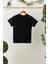 Siyah Kız Çocuk Kısa Kollu Bisiklet Yaka Terletmez, Rahat Pamuklu Penye T-Shirt 2