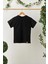 Siyah Kız Çocuk Kısa Kollu Bisiklet Yaka Terletmez, Rahat Pamuklu Penye T-Shirt 1