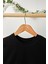 Siyah Kız Çocuk Kısa Kollu Bisiklet Yaka Terletmez, Rahat Pamuklu Penye T-Shirt 3