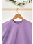 Lila Kız Çocuk Kısa Kollu Bisiklet Yaka Terletmez, Rahat Pamuklu Penye T-Shirt 3