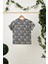 Gri Kız Çocuk Kısa Kollu Bisiklet Yaka Terletmez, Rahat Pamuklu Penye T-Shirt 1