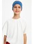 Parlament-Beyaz Kız Pamuklu Penye T-Shirt Bandana 2^li Takım -Spor Rahat Best Of Koleksiyon 3 5
