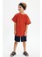 Lacivert-Kiremit Erkek Çocuk Pamuklu Penye Oversize Gri T-Shirt Lacivert Bandana 2'li Takım 5