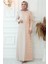 Pul Payetli Abiye Elbise Pudra ISR856 1