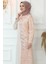 Pul Payetli Abiye Elbise Pudra ISR856 2